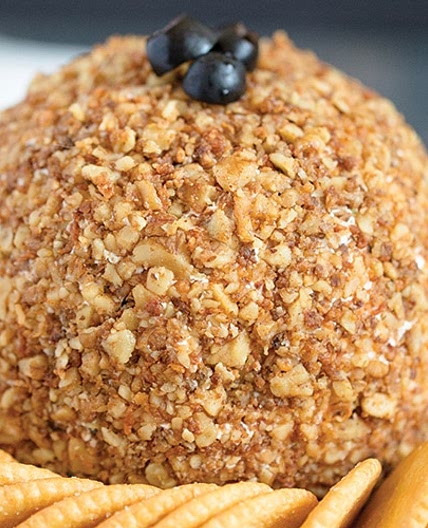 Olive Cheese Ball with Parmesan Toasted Walnuts