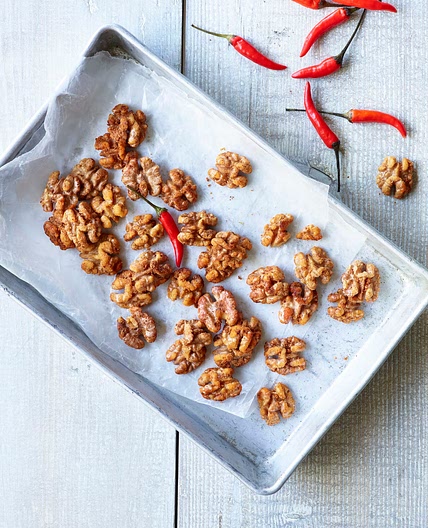 Fiery Hot Cheddar Walnuts