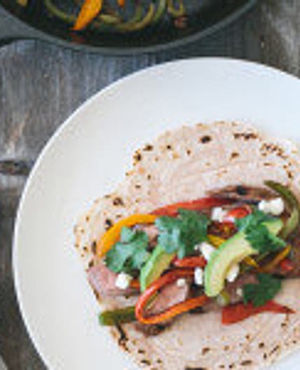 Steak Fajitas with Cassava Flour Tortillas
