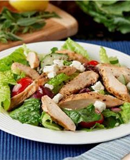 Greek Tomato and Feta Salad with Chicken and Lemon-Oregano Vinaigrette