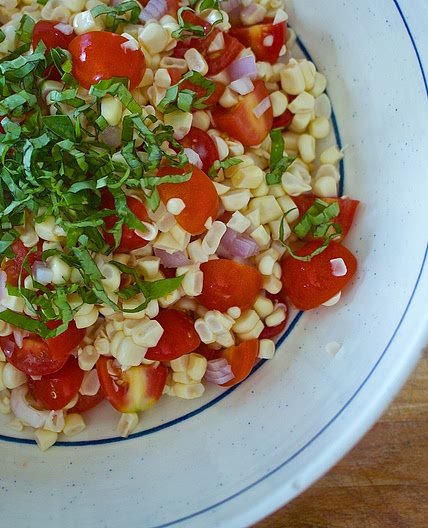 Tomato, Corn, and Basil Salad