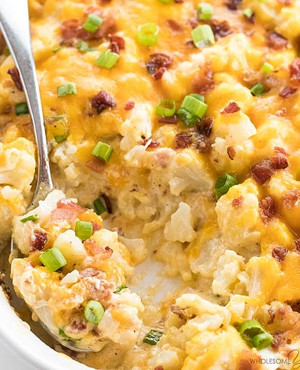 Easy Cheesy Loaded Cauliflower Casserole Recipe