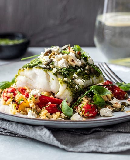 Baked Cod with Creamy Pesto