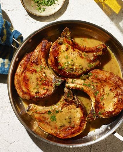 Pork Chops in Lemon-Caper Sauce