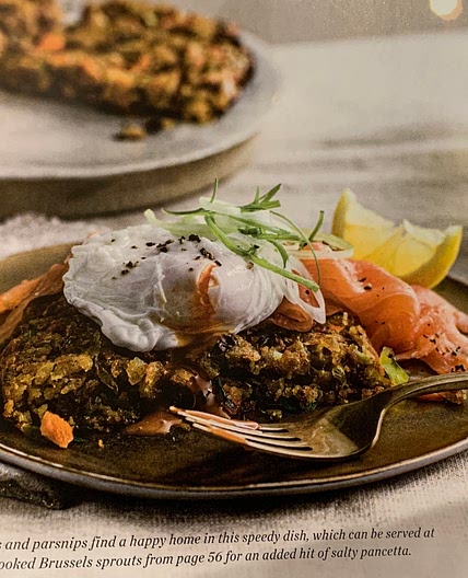 Root rosti with salmon