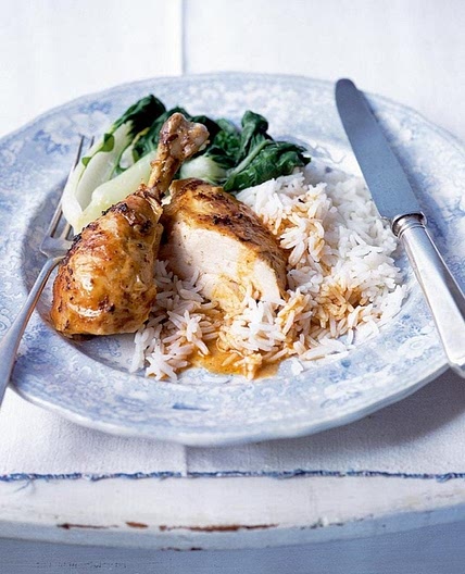 Oriental roast chicken with coconut gravy