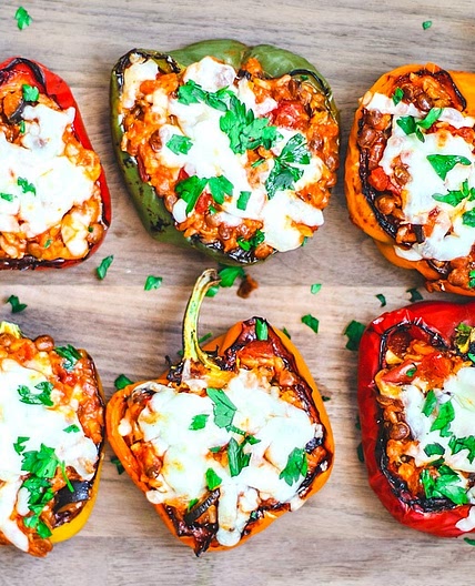 Vegetarian Stuffed Peppers With Lentils