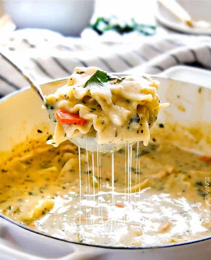 One Pot White Chicken Lasagna Soup