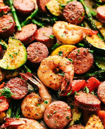 Cajun Shrimp and Sausage Vegetable Skillet