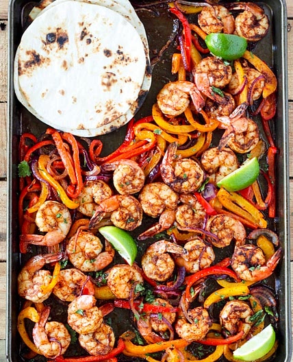 Sheet Pan Shrimp Fajitas