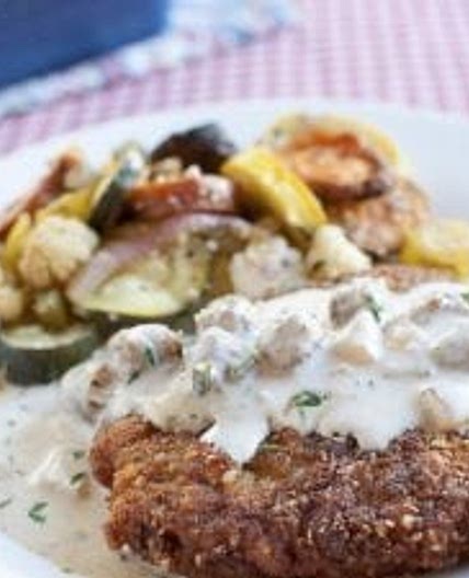 Keto Chicken Fried Steak with Creamy Sausage Gravy