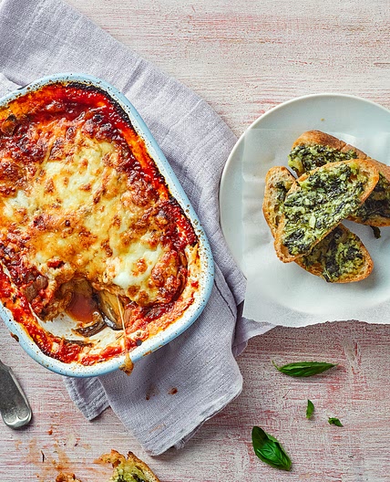 Aubergine Parmigiana & Pesto Bruschetta