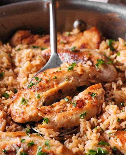 Chicken with Garlic Parmesan Rice