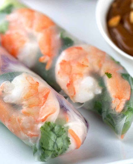 Shrimp Spring Rolls with Peanut Dipping Sauce