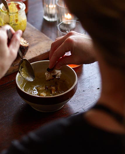Green Lentil Soup with Curried Brown Butter