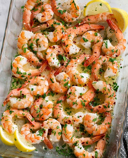 Baked Shrimp (with Garlic Lemon Butter Sauce)