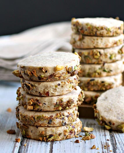 Cardamom Pistachio Shortbread Cookies