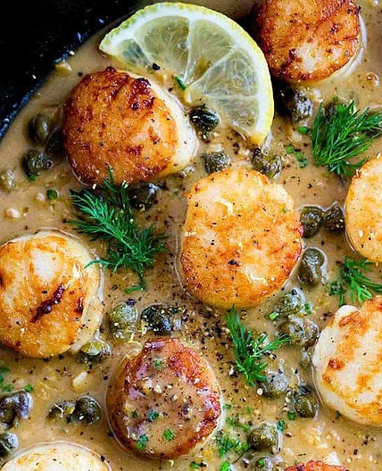 Pan Seared Scallops with Lemon Caper Sauce