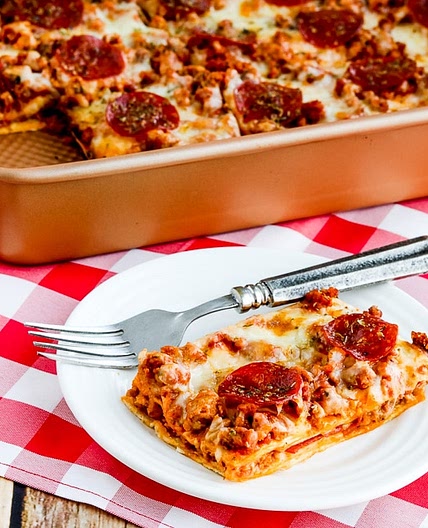 Sausage and Pepperoni Layered Pizza Bake