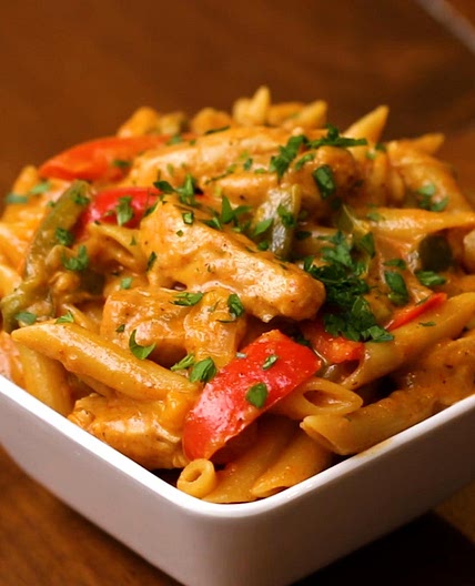 One-Pot Chicken Fajita Pasta Recipe by Tasty