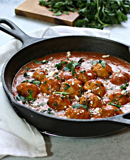 Chicken Shawarma Meatballs in Tomato Sauce