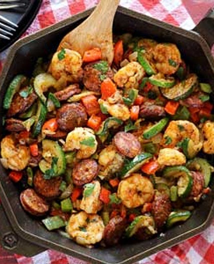 20-Minute Shrimp & Sausage Paleo Skillet Meal Recipe