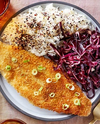 Katsu-Style Catfish with Black Garlic Mayonnaise & Jasmine Rice