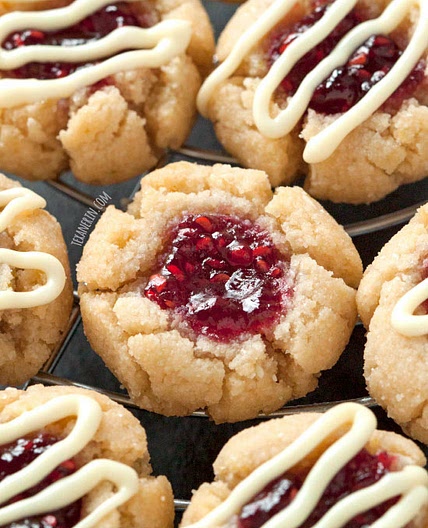 Raspberry Thumbprint Cookies (grain-free, gluten-free, dairy-free)