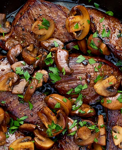 Easy Balsamic Glazed Steak Tips and Mushrooms