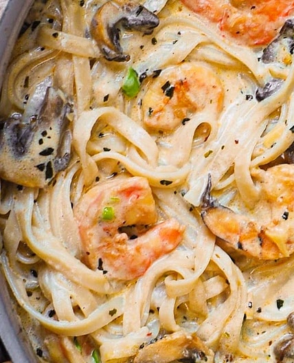 Creamy Shrimp Pasta with Mushrooms