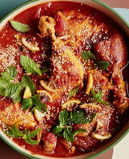 Chicken and Tomato Stew with Caramelized Lemon