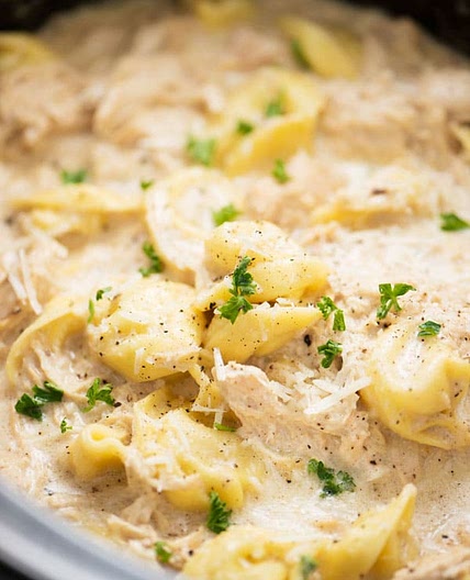 Slow Cooker Chicken Alfredo Tortellini