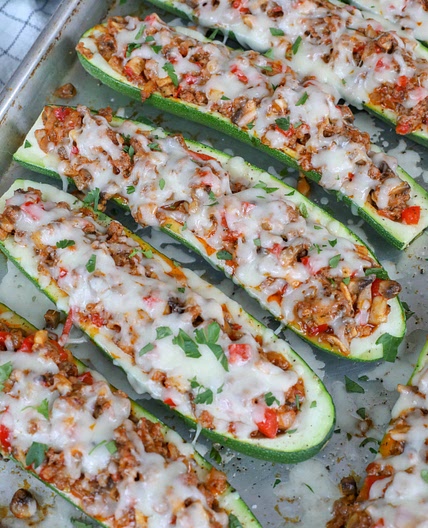 Sausage Stuffed Zucchini Boats