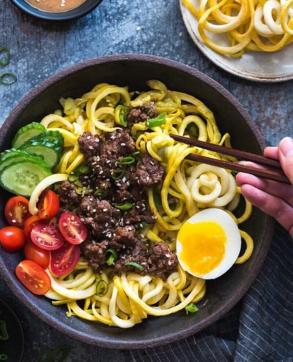 Sesame Beef Squash Noodle Bowl