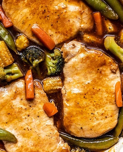 Sweet and Sour Pork Chops with Vegetables