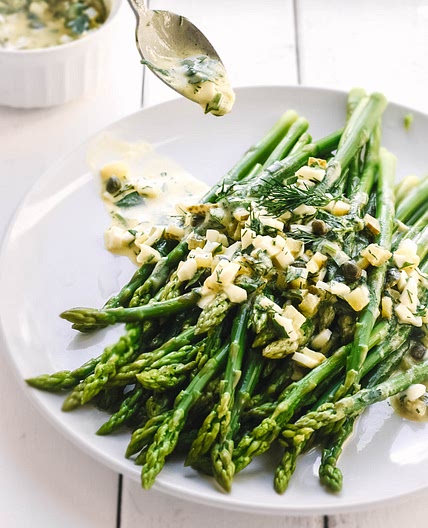 Sauce Gribiche on Crisp Asparagus
