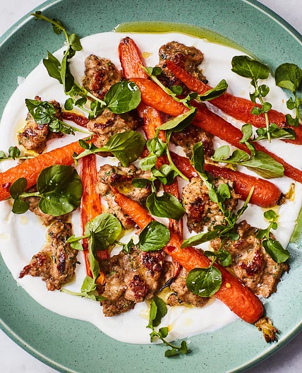 Freeform Chicken Meatballs with Carrots and Yogurt Sauce