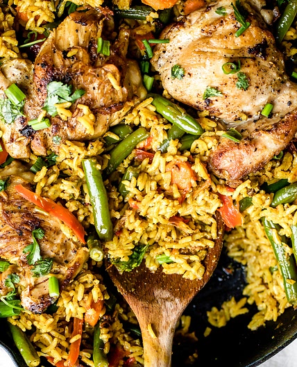 One Pan Thai Coconut Yellow Curry Chicken & Rice