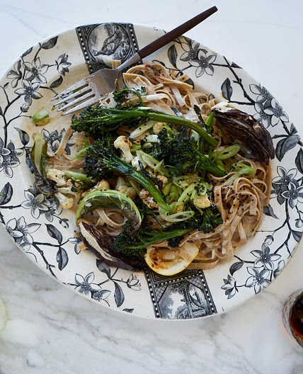 Spicy Tahini Noodles with Roasted Vegetables