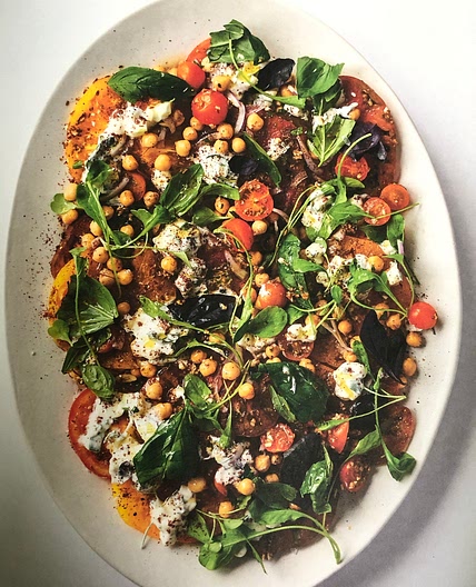 Israeli-Spiced Tomatoes, Yogurt Sauce, and Chickpeas
