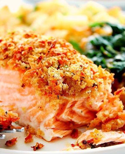 Garlic Parmesan Crusted Salmon (oven or air fryer version)