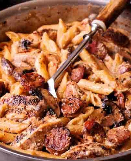 Creamy Cajun Chicken and Sausage Pasta