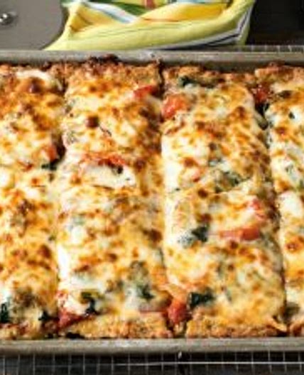 Keto Sheet Pan Pizza with Sausage Crust