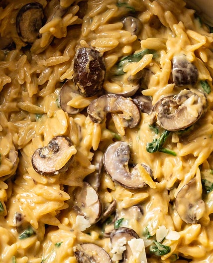 One-Pot Creamy Mushroom and Spinach Orzo