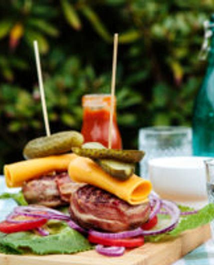 Bacon-wrapped keto burgers