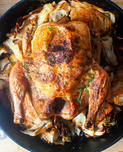 Roast Chicken with Schmaltzy Cabbage