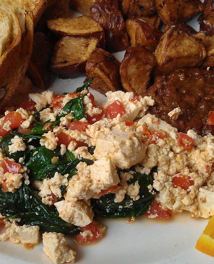 Vegan Tofu Scramble With Spinach