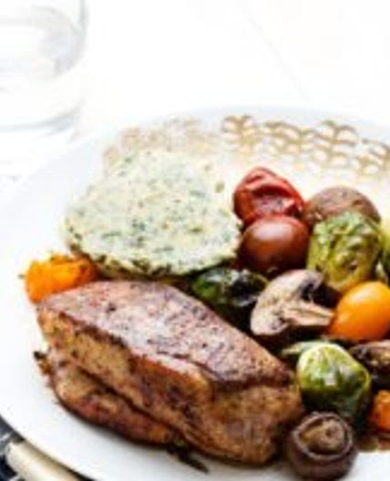 Keto chicken with roasted vegetables Tricolore