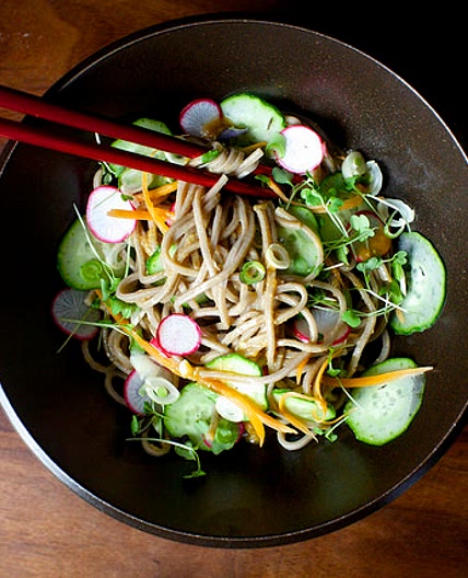 cold noodles with miso, lime and ginger