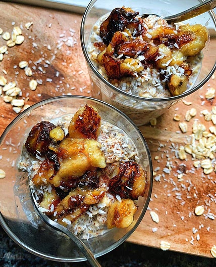 Caramelized Banana Overnight Oats!! 🍌